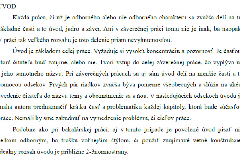 Diplomové práce úvod vzor 1